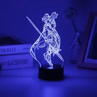 genshin impact xiao 3d led lamp anime 16 colors night light kid game desk decor gift can be combined to purchase acrylic board