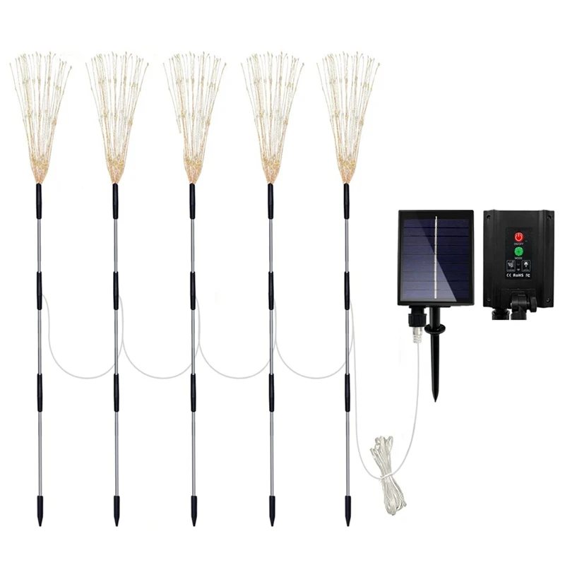 

Solar Firework Lights Garden Lights 5Pack LED Remote Control Solar Decorative Lights, Waterproof With 8 Flashing Modes