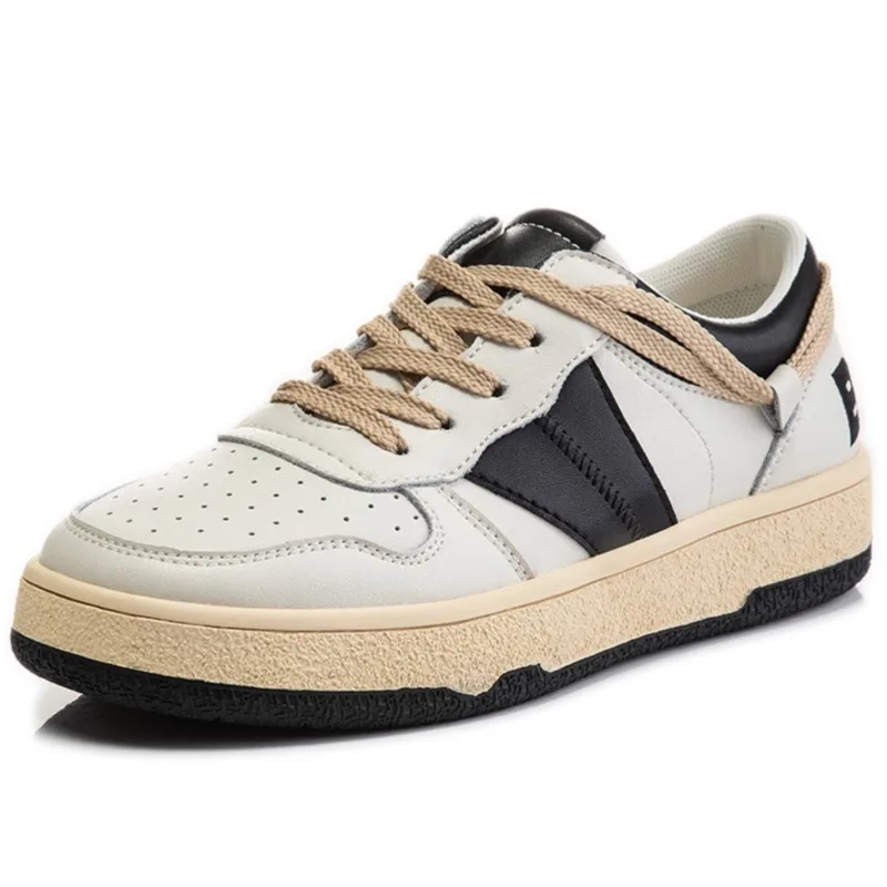 

Женские кроссовки из натуральной кожи, на шнуровке, с круглым носком, на низком квадратном каблуке, повседневные весенние туфли, Размеры 35-44, 2023