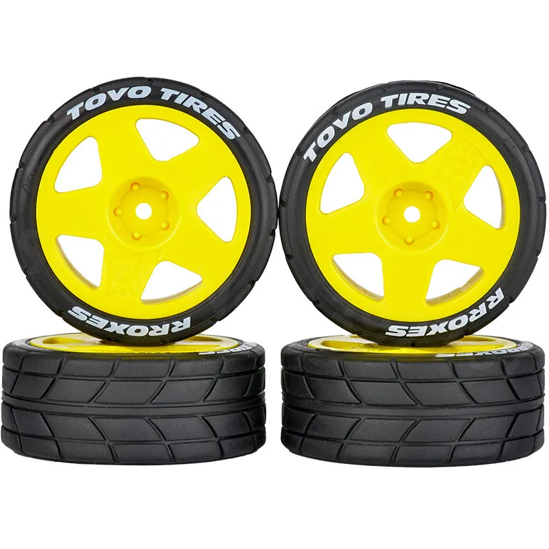 4 шт. гоночные дорожные резиновые шины колеса 65 мм x 26 5 адаптер 12 для 1/10