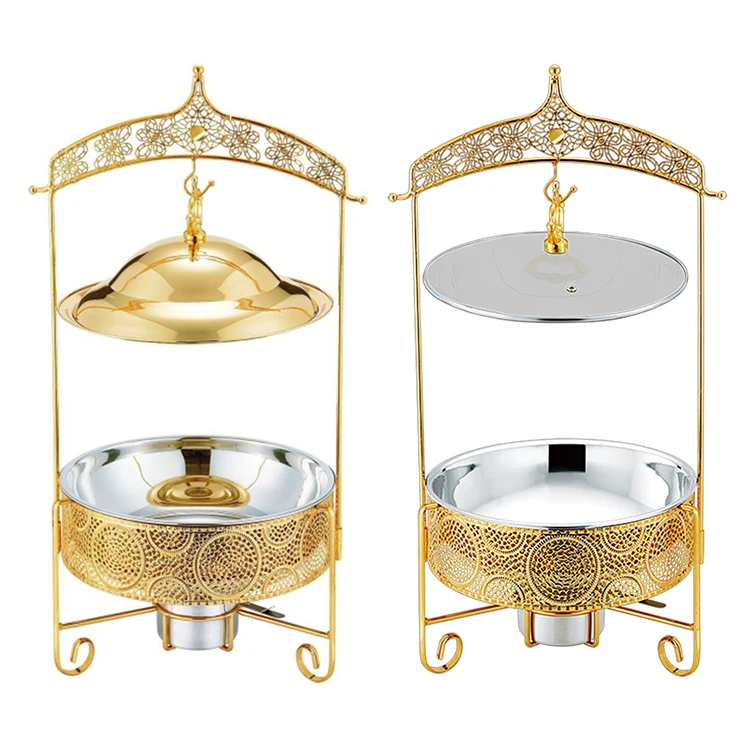 

1 pcs Luxury Gold 4L/6L/8L Food Warmer Chaffing Dishes Buffet Catering Stainless Steel Hanging Chafing Dish