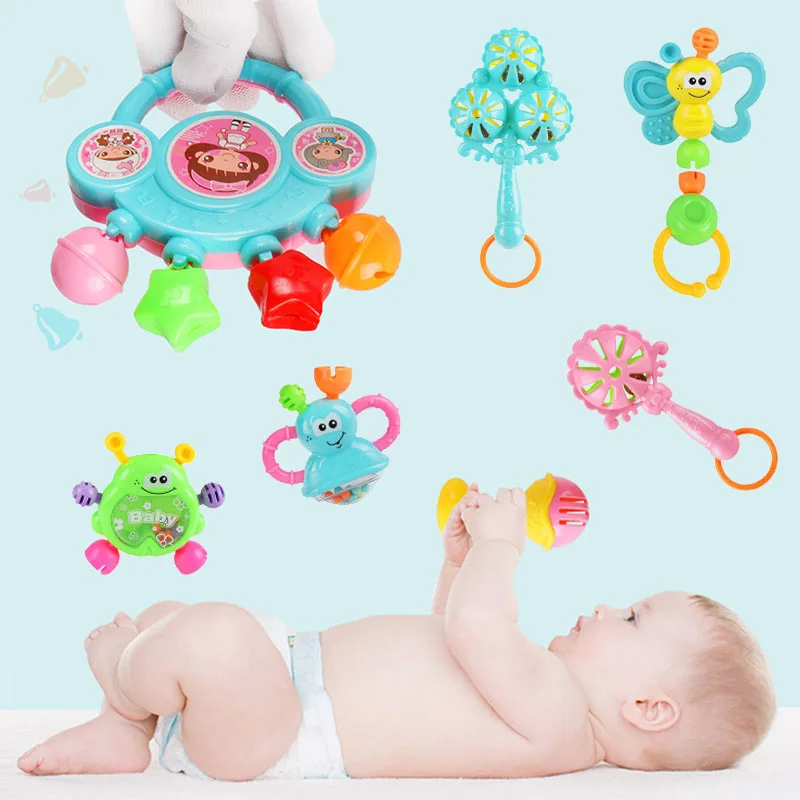 

7/10pcs/Lot Infant Baby Mobiles Toys Rattles Newborn Kids Cartoon Hand Bell Children Developmental ABS Games Baby Toys 12 Months
