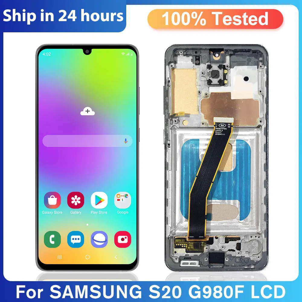 

Super Amoled TFT LCD для Samsung Galaxy S20 SM-G980 SM-G980F/DS дисплей, сенсорная панель, дигитайзер в сборе, Замена с рамкой