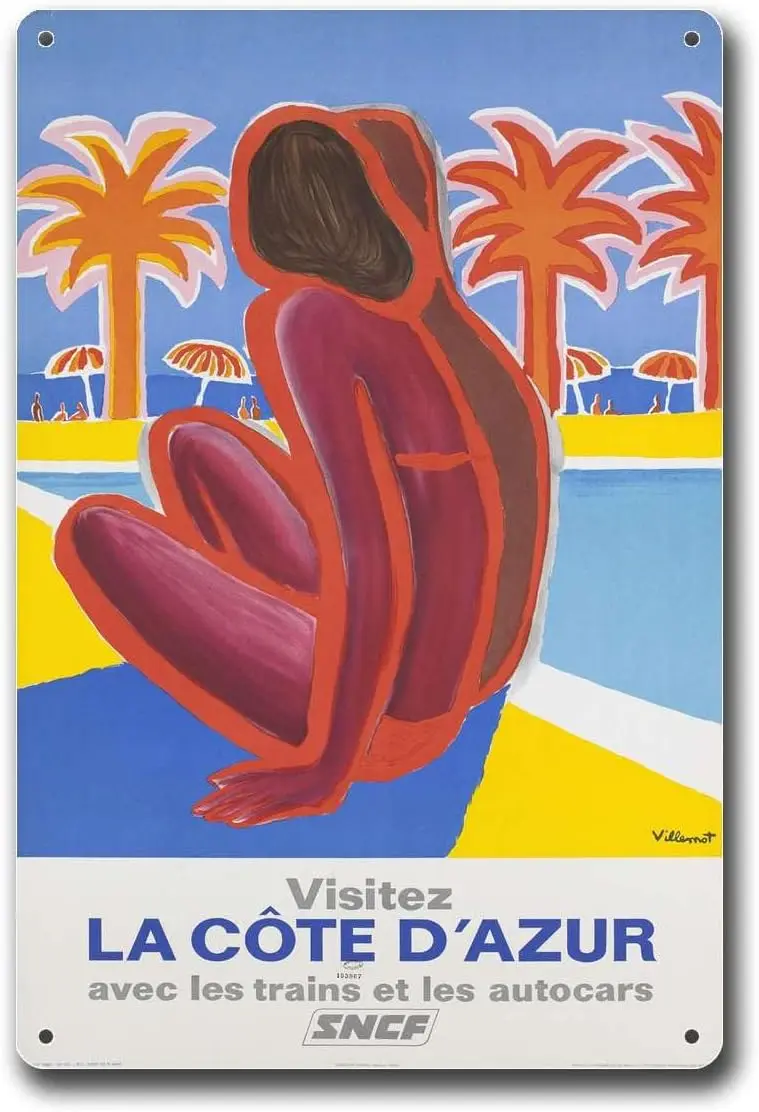 Оловянные знаки винтажные дорожные пляжные настенные искусства французский