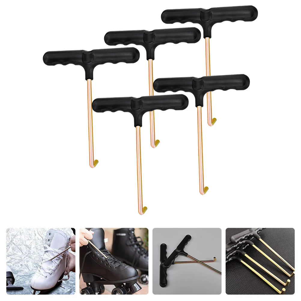 

5 Pcs Motion Pro Tools Roller Skates Shoelace Puller Handle T-shaped Pullers Portable Iron Plastic Tightener Supplies