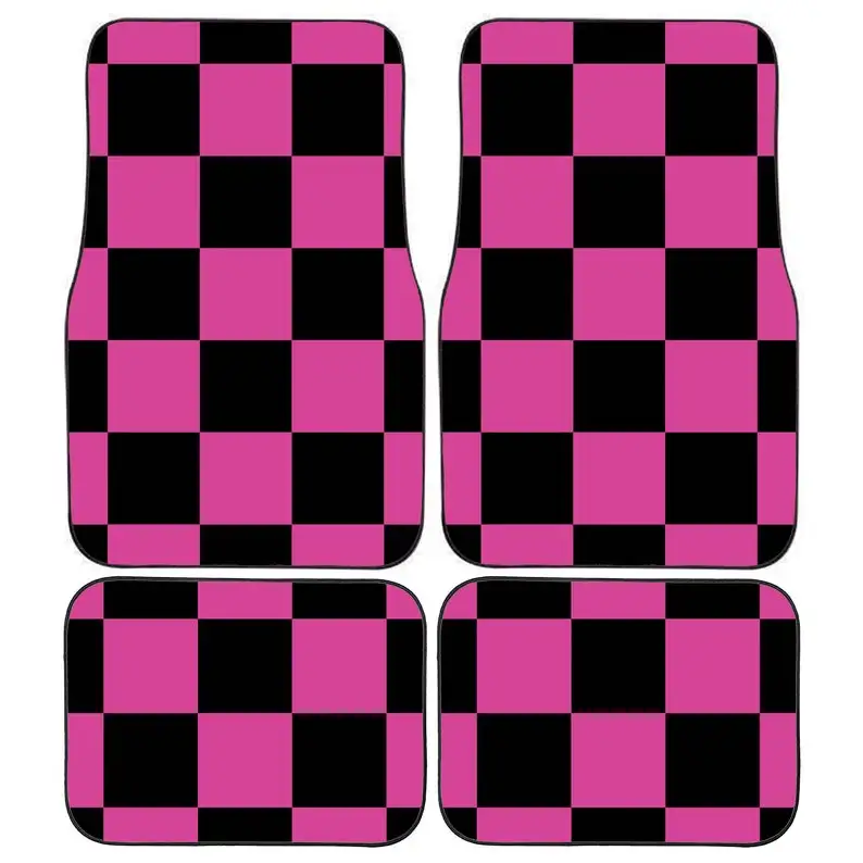 

Personalised Custom Pink Racing Flag Chequered Car Mats Vehicle Mats, Perfect Christmas Gift for Him or Her