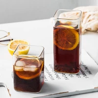 square transparent glass cup insulated tea juice cup quality water milk cup home drinkware wine beer glass office coffee cup
