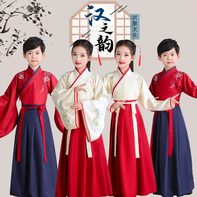 

Girls Children's Hanfu Kimono Traditional Vintage Ethnic Fan Students Chorus Dance Costume Japanese Yukata Oriental Style Kimono