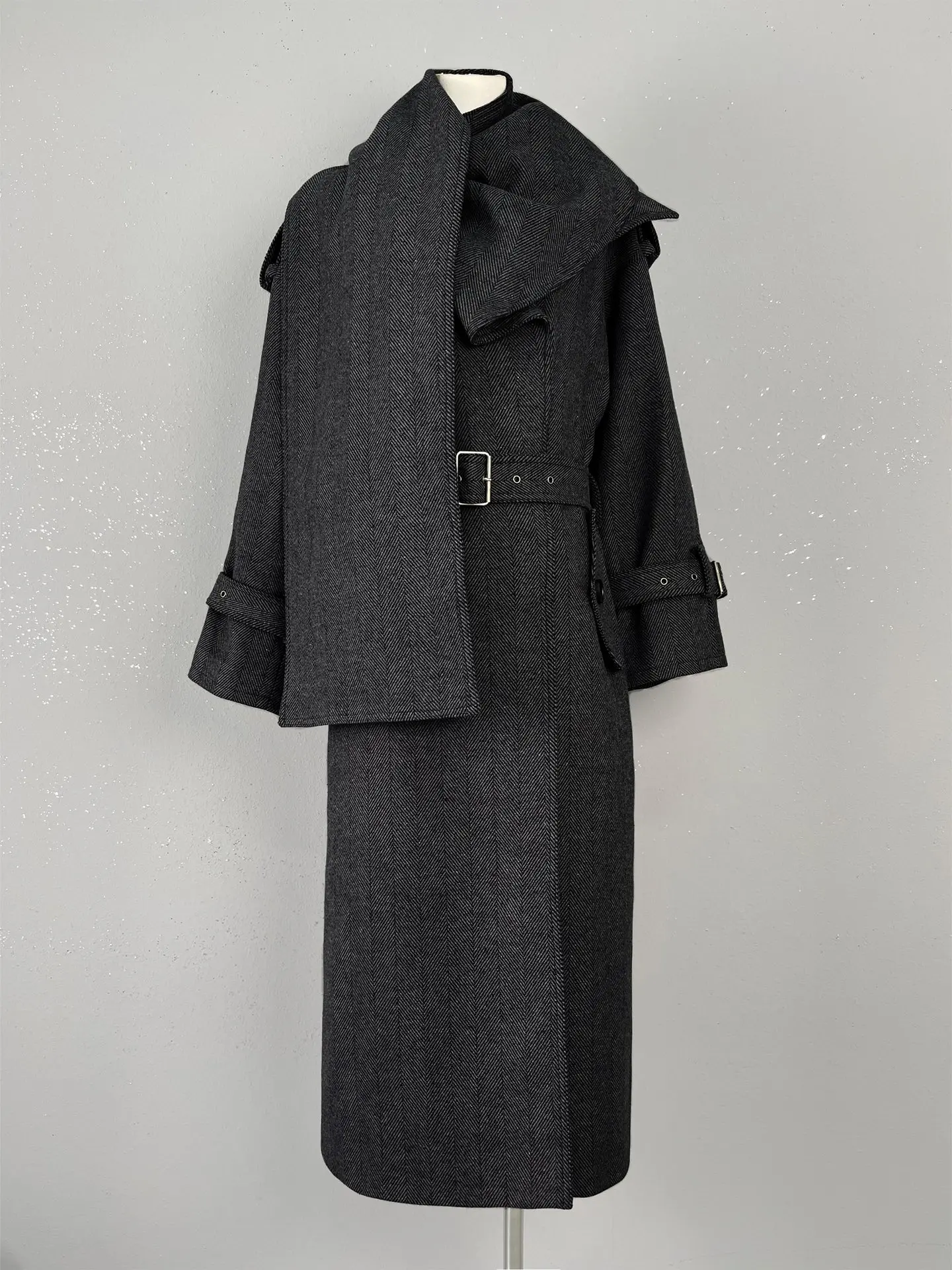 

2023 женская одежда элегантный шарф с узором шерстяное пальто осень-зима новинка 1102