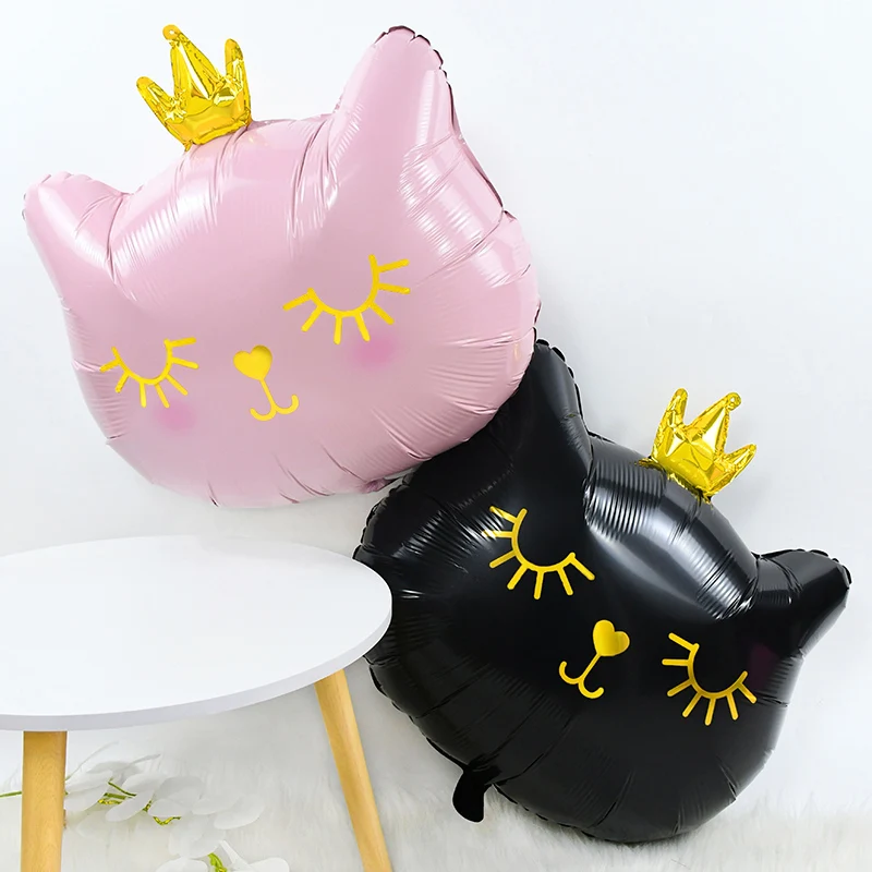 

Cartoon Crown Cat Black Pink Helium Balloon Animal Foil Balloons Birthday Party Decoration Kids Toys Globos Event Party Supplies