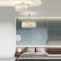 led postmodern crystal round golden chrome designer lustre suspension luminaire lampen hanging lamps pendant light for foyer