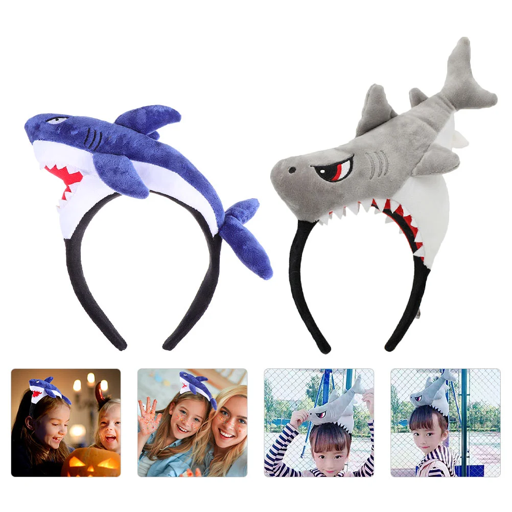 

2 Pcs Cartoon Shark Headband Lovely Kids Party Favors Halloween Costumes Hair Hoop Role Play Outfits Decor Luxury Hairband