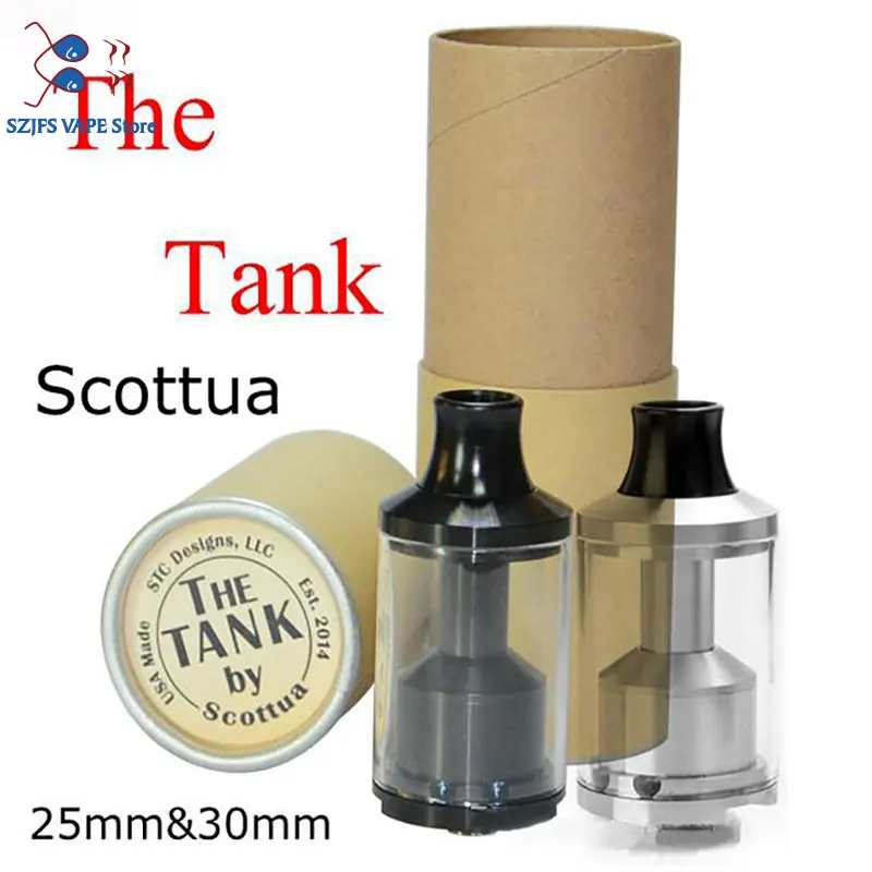 

Scottua RTA Electronic Cigarette Atomizer Tank 10ml 4ml capacity Glass Tube Black SS 25mm 30mm diameter Scottua vape vs BTFC RDA