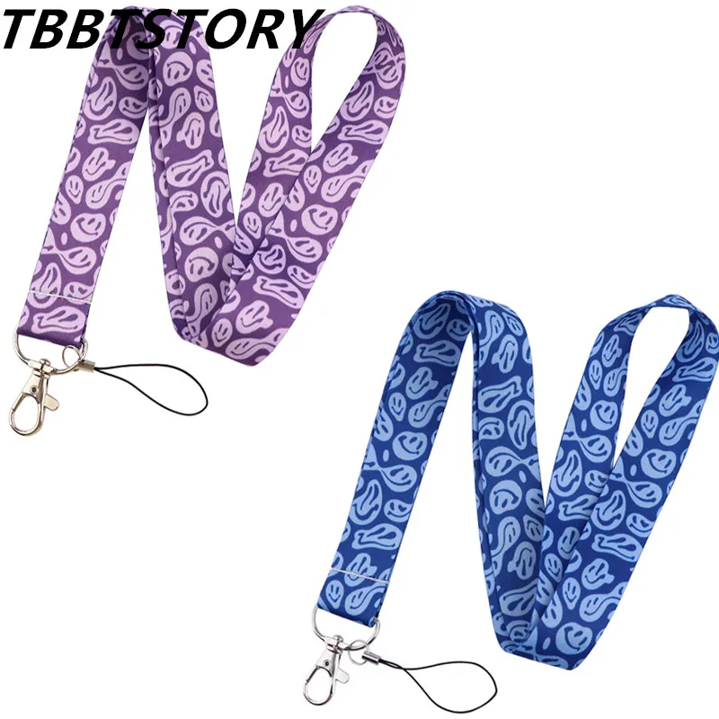 

Cartoon Smiley Face Keychain Lanyard For Keys Neck Straps USB Gym ID Card Badge Holder Keycord Mobile Phone Rope Webbing Ribbon