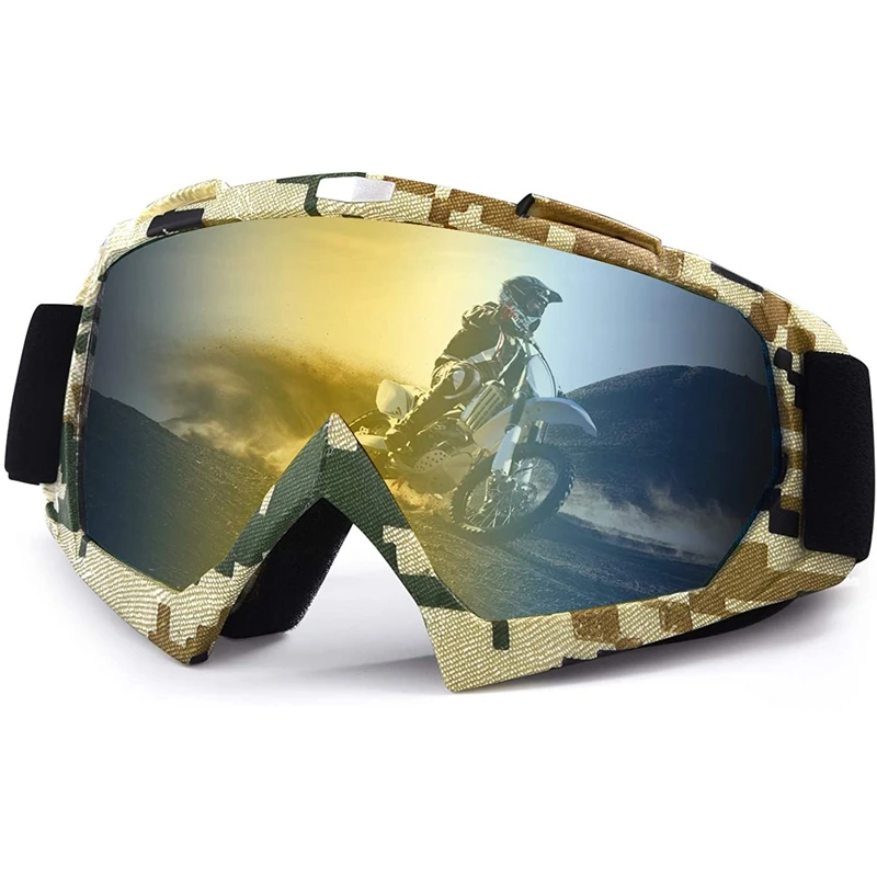 

Dirt Bike Goggles,Anti-Fog Motorcycle Adjustable UV Protective Ski Goggles with OTG, for Men, Women & Youth