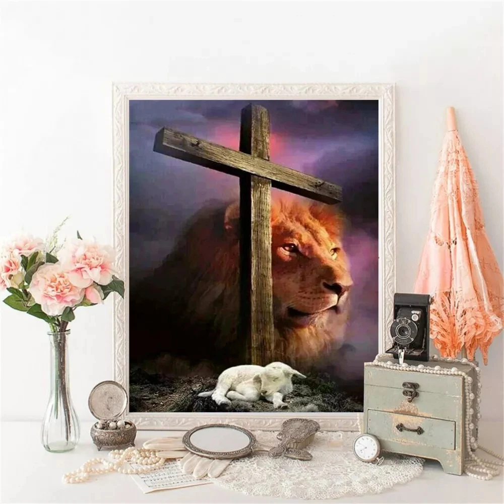 

Алмазная живопись, новая религия, христианская вышивка своими руками, животные, изображения льва стразы, мозаичное украшение