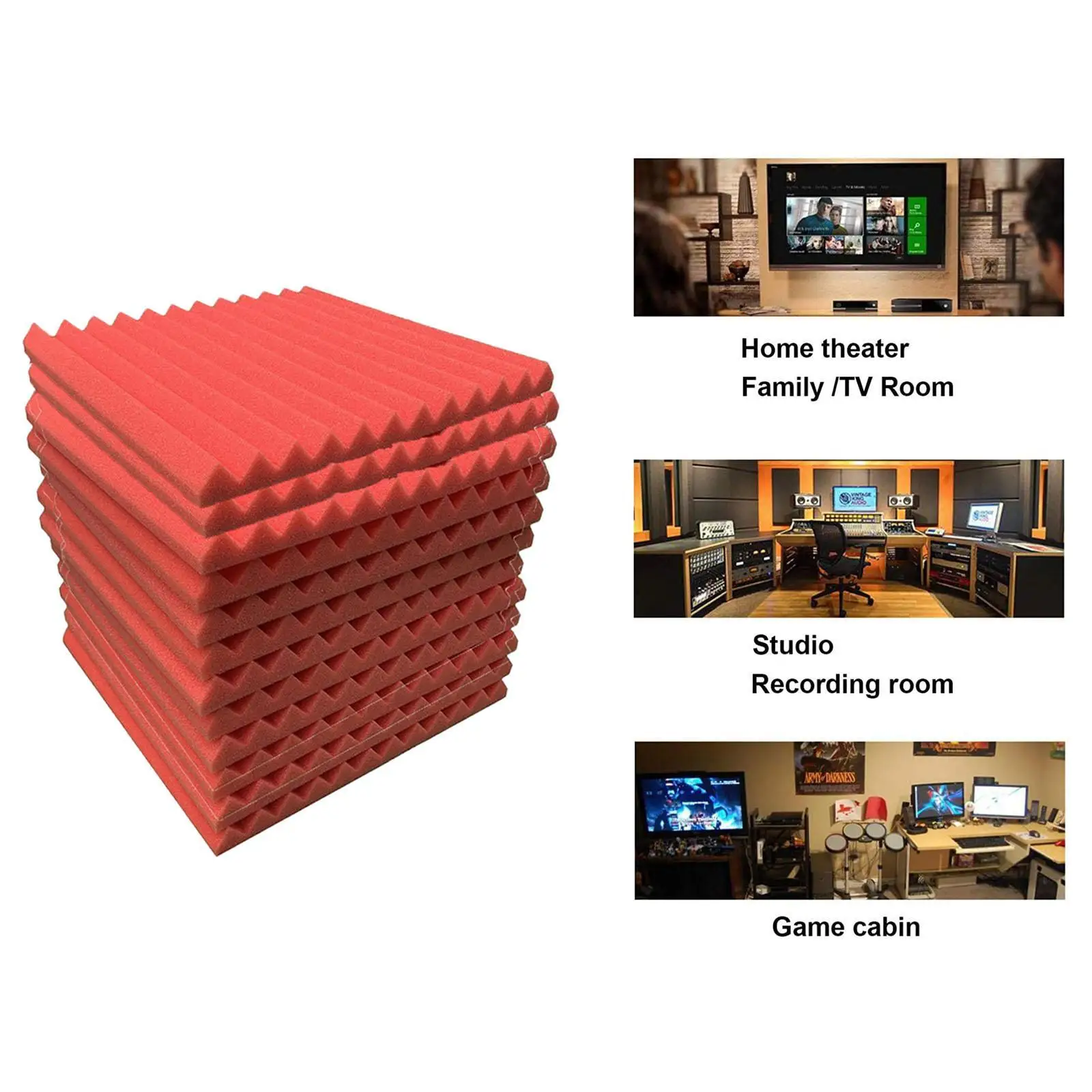 

12pcs Acoustic Foam Panel KTV Office Sound Proof Wedge Sound Absorption blue