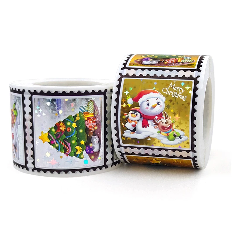 

300 шт./рулон, декоративные наклейки на Рождество