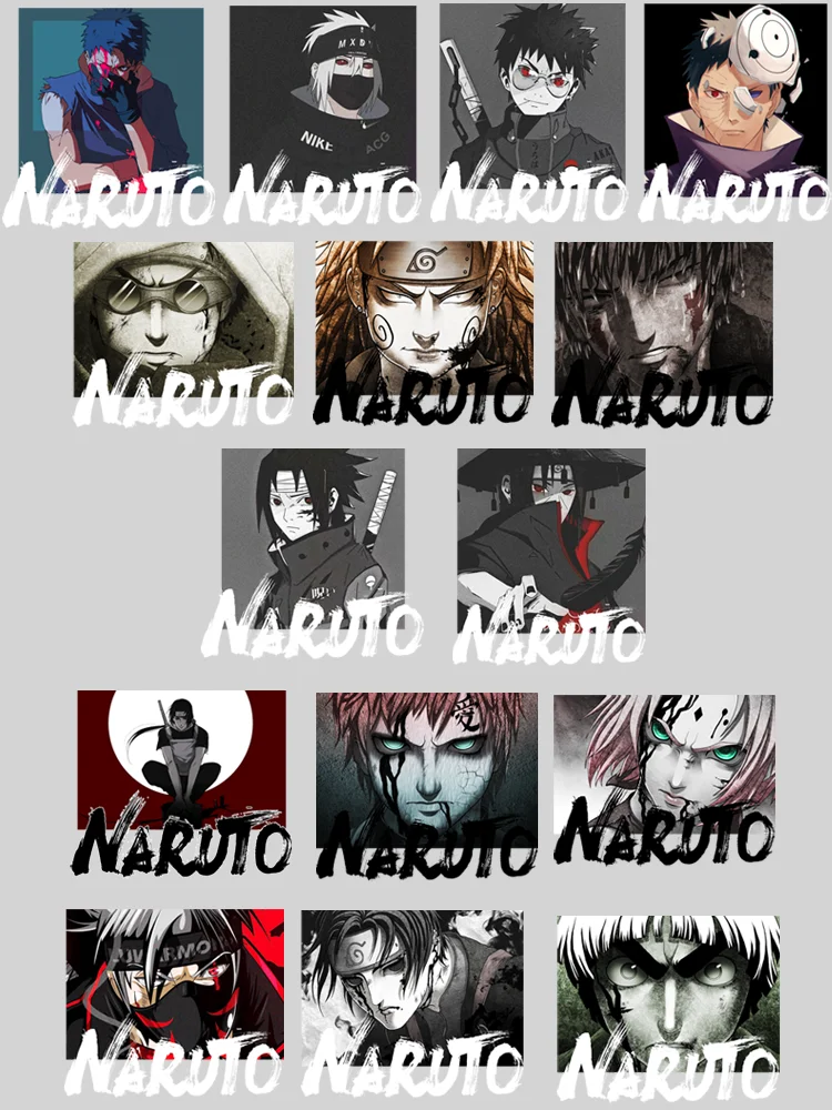 Наклейки на одежду Наруто небольшие размеры Hatake Kakashi/Uchiha Itachi/Uchiha Obito термоклейкие