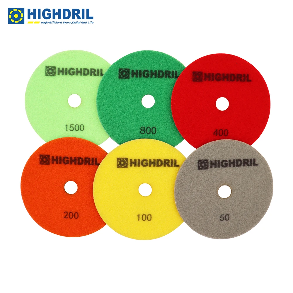 HIGHDRIL 12pcs/set Diamond Wet Polishing Pad Resin Bond Sanding Wheel For Granite Marble Artificial Stone Grinding Disc Dia125mm