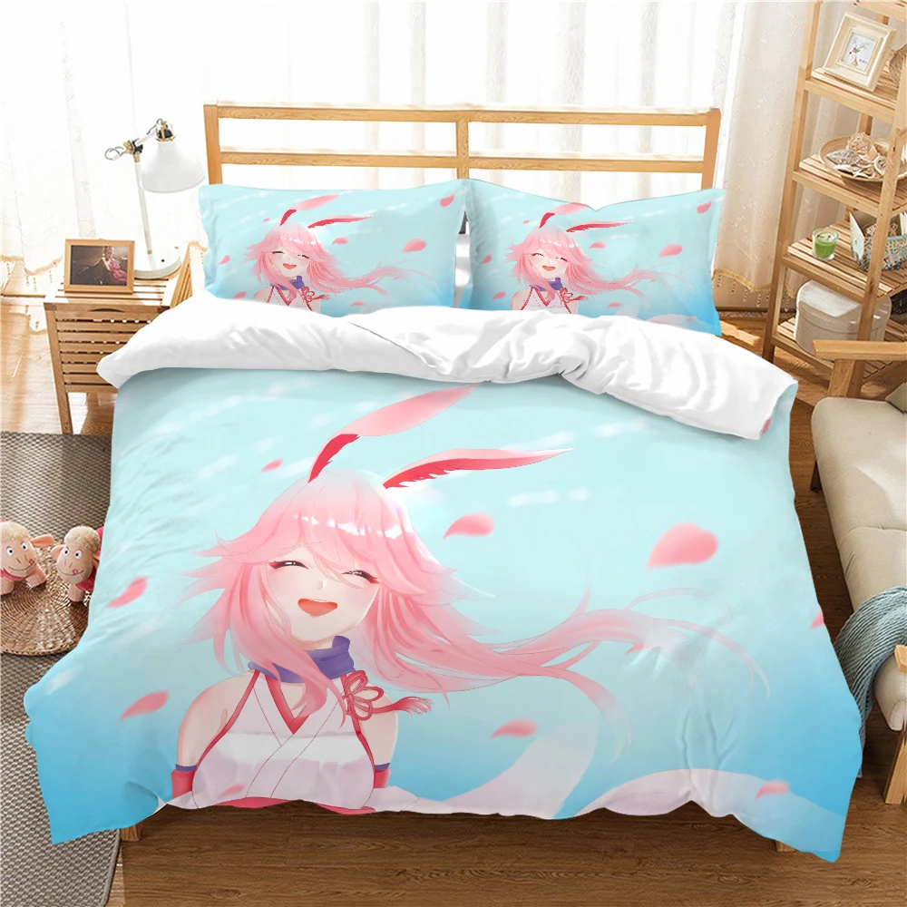 

Комплект постельного белья Yae Sakura Game Houkai Gakuen 2 3D, мягкий пододеяльник, покрывало из полиэстера, Королевский размер для детей, искусственное у...