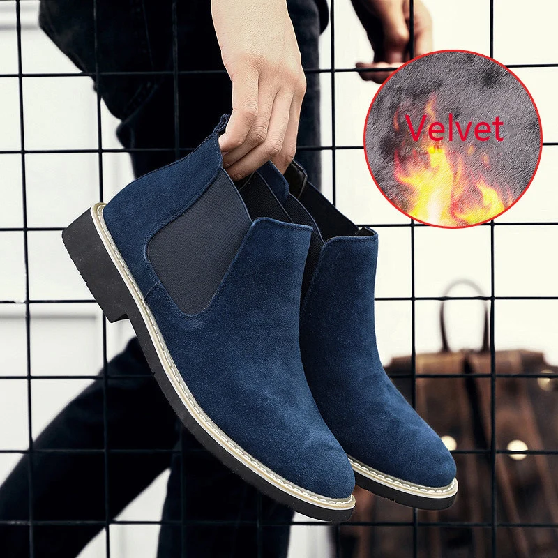 

Men's Fashion Ankle Boots, Winter Shoes, Casual Pointed Toe Leather Suede Chelsea Short High-top Shoes