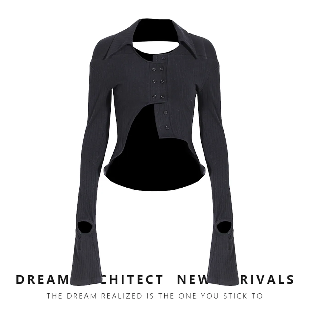 Knitwear women's asymmetric simple short knitted jacket 2022 spring new style