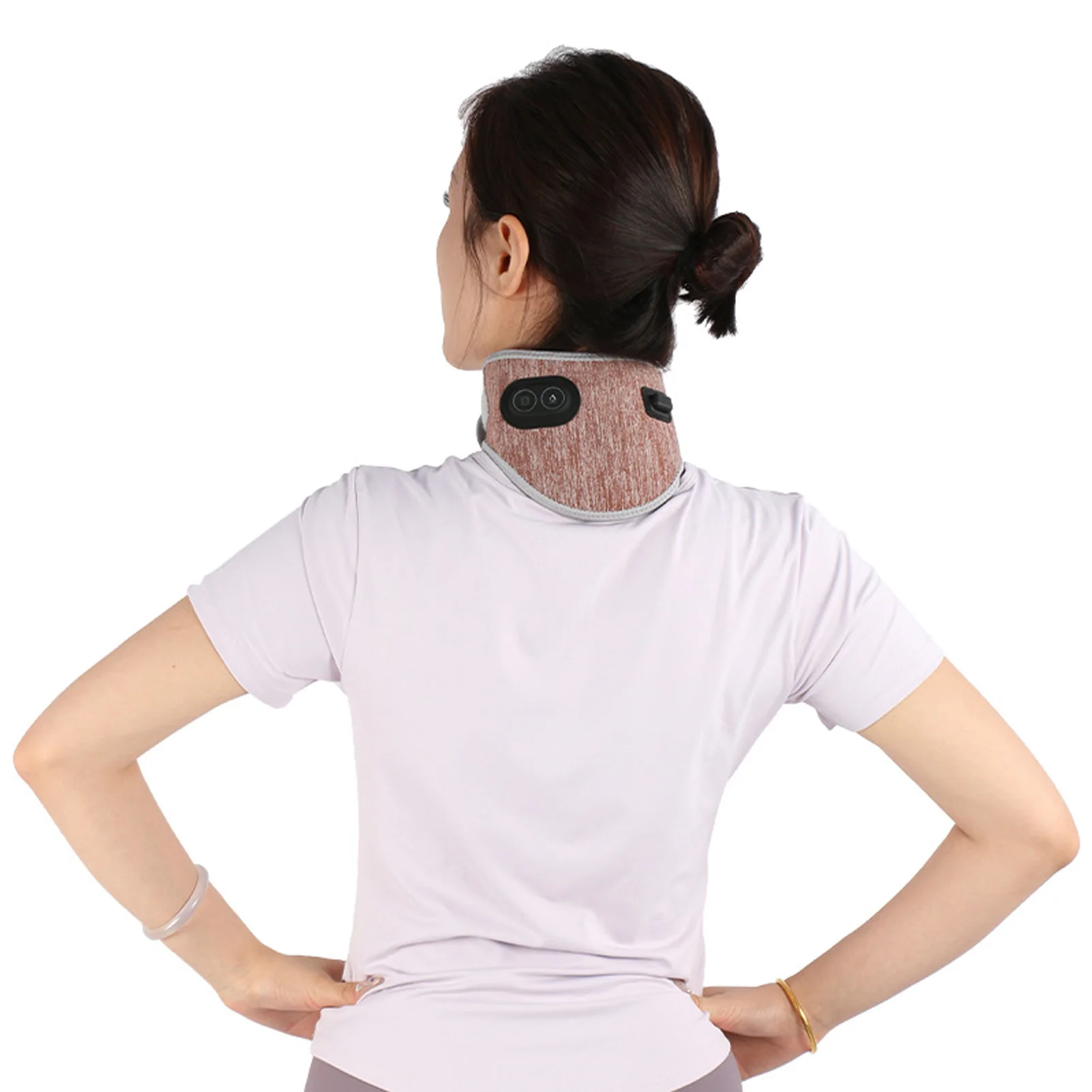 

Electric Heating Neck Pad Hot Compress 3 Vibration Gears Hook Loop USB Charging Pain Relief Heated Neck Wrap Brace Support