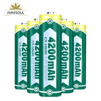 annisoul6pcs 18650 large capacity lithium battery nominal 4200mah flashlight cycle rechargeable battery 3 7 4 2v