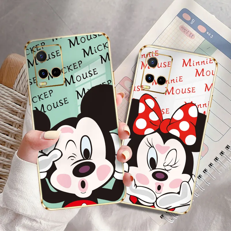 Celular Case Coque for Vivo Y21s Y20s T1 5G Y15s Y20a Z1 Pro Z5x V5s Y85a Y52 5G Mickey Minnie Kiss Cartoon Disney Soft Colors