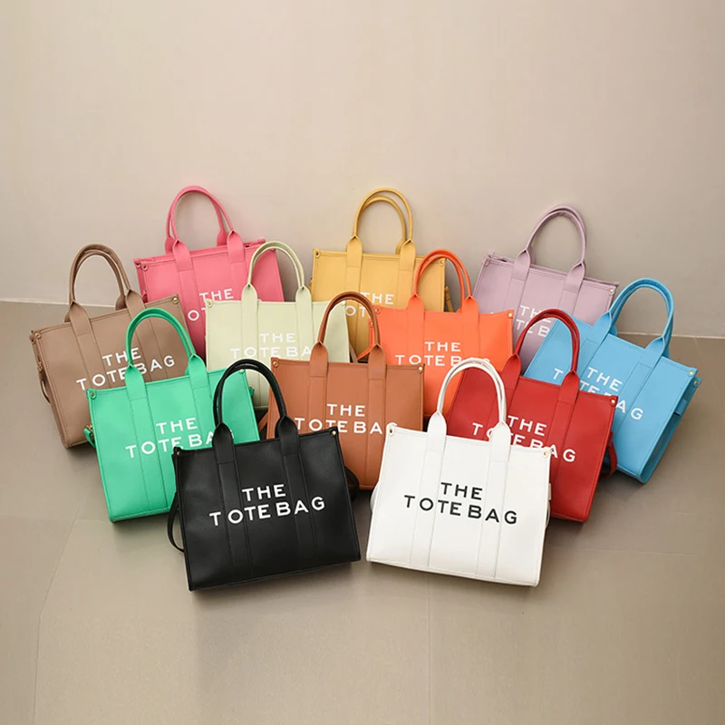 

Women's Bag 2022 Trend Brands Tote Bag Pu Leather Fashion Luxury Designer Handbag Black Green Pink Shoulder Bag White Yellow Red