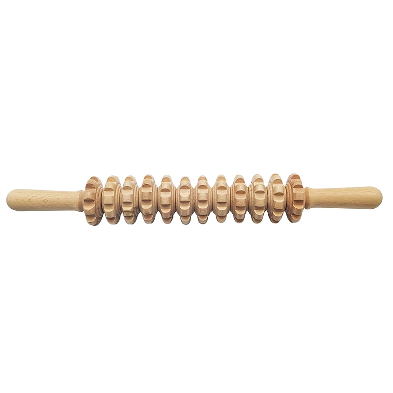 

12 Rollers Wooden Fascia Massage Roller Trigger Points Anti Cellulite Lymphatic Drainage Massage Tools for Full Body Muscle