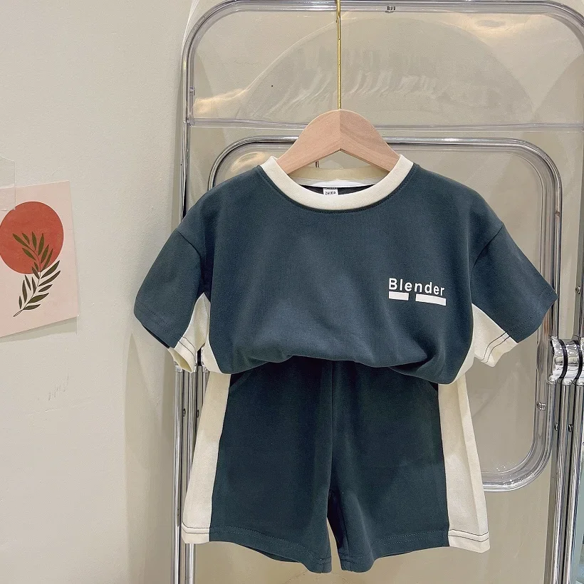 Летний детский костюм для детей 1-8 лет одежда с короткими рукавами и мультяшными