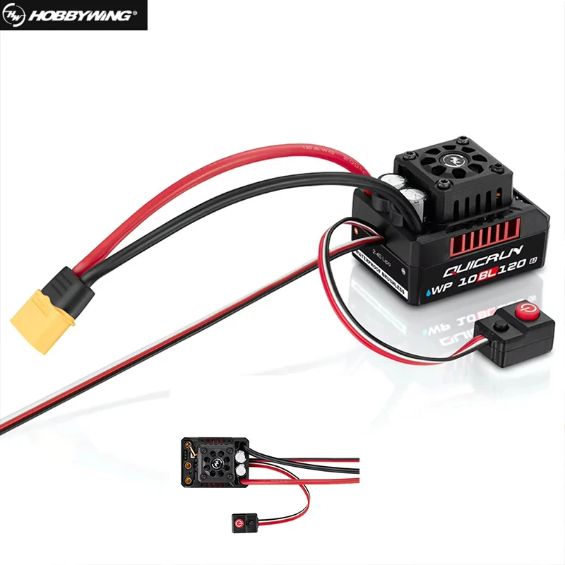 Фото Hobbywing QUICRUN WP 10BL120 G2 120A Бесколлекторный ESC, водонепроницаемый регулятор скорости, разъем XT60, 2-4S Lipo для моделей автомобилей масштаба 1/10 и 1/12. №5
