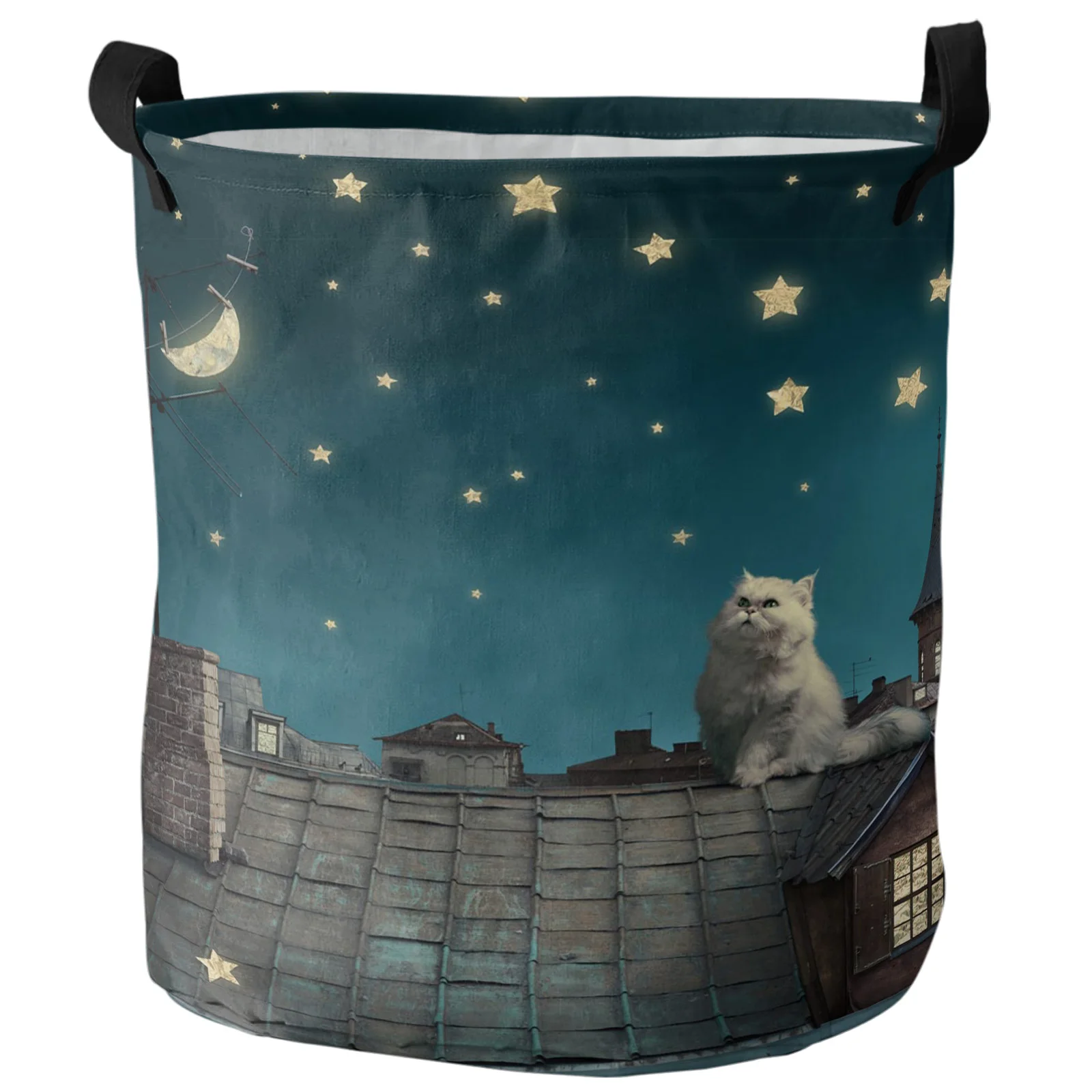 

Корзина для белья с изображением котят и звезд на крыше, корзина для хранения игрушек, складные корзины для грязной одежды для организации