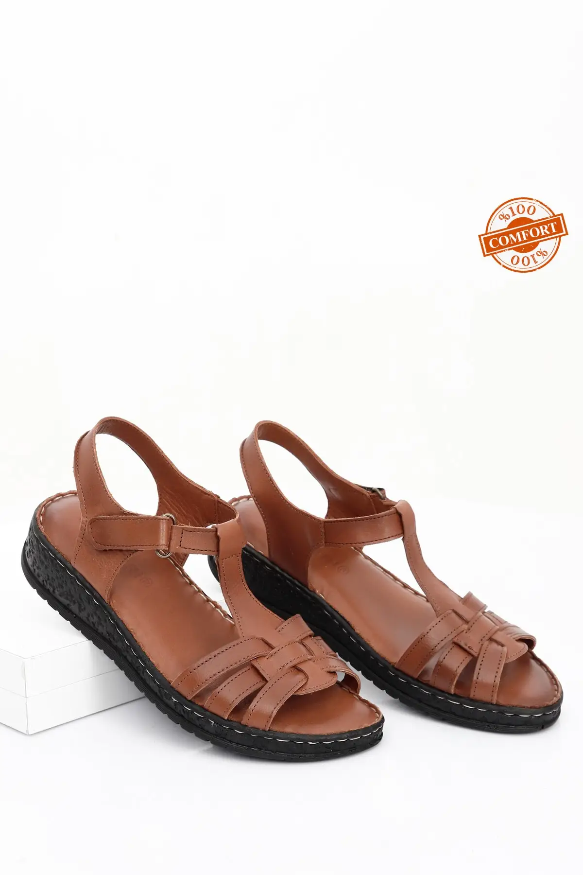 

Taba antique sky genuine leather padding sole sandals 45712