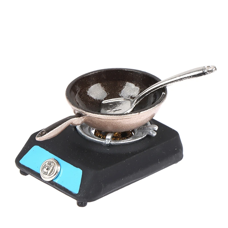 

1/12 Dollhouse Miniature Kitchen Alloy Gas Stove Tank Boiler Frying Pan Utensils Tool Miniature Dollhouse Accessories