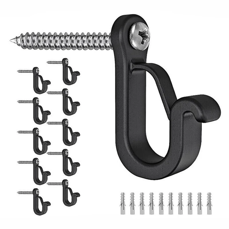 

30PCS Screw In Hooks For Hanging Outdoor String Lights, Windproof Christmas Light Hanger Hooks Wall Hooks For Patio