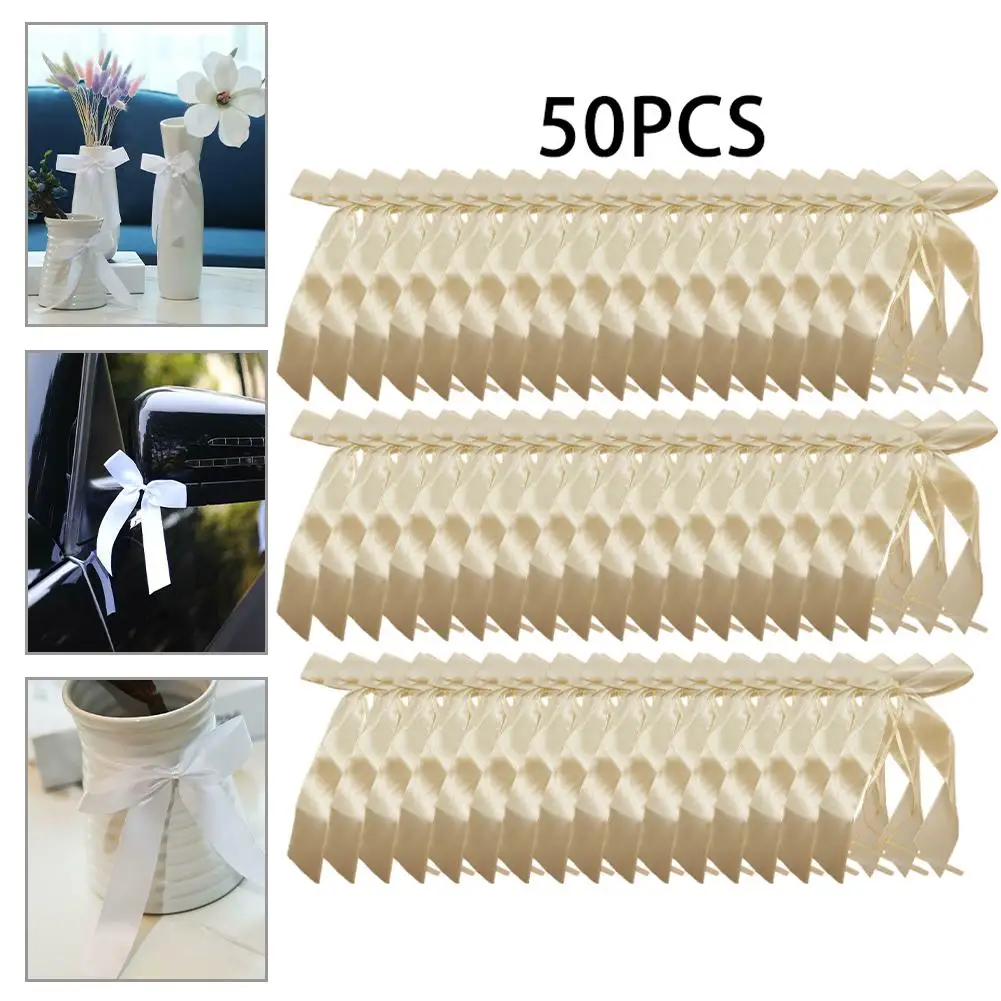 

50PCS Car Bow Decorative Bows Wedding Chair Bow Jewelry Wedding Decor Bridal Car Ribbon Engagement Table Decoration Supply