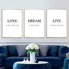 Настенный художественный плакат Love Dream с цитатами, черно-белый Мотивирующий текст, Картина на холсте, Минималистичная картина, домашний декор
