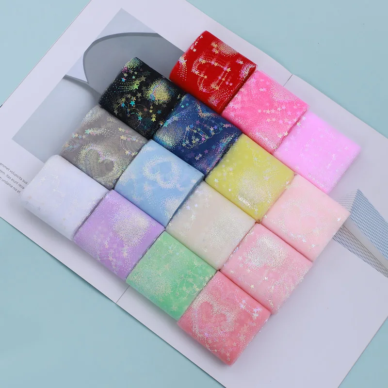 

6cm 5yard Illusory Tulle Roll Love Organza DIY Hair Bows Gauze Element Table Runner Tissue Spool Craft Party Wedding Decoration