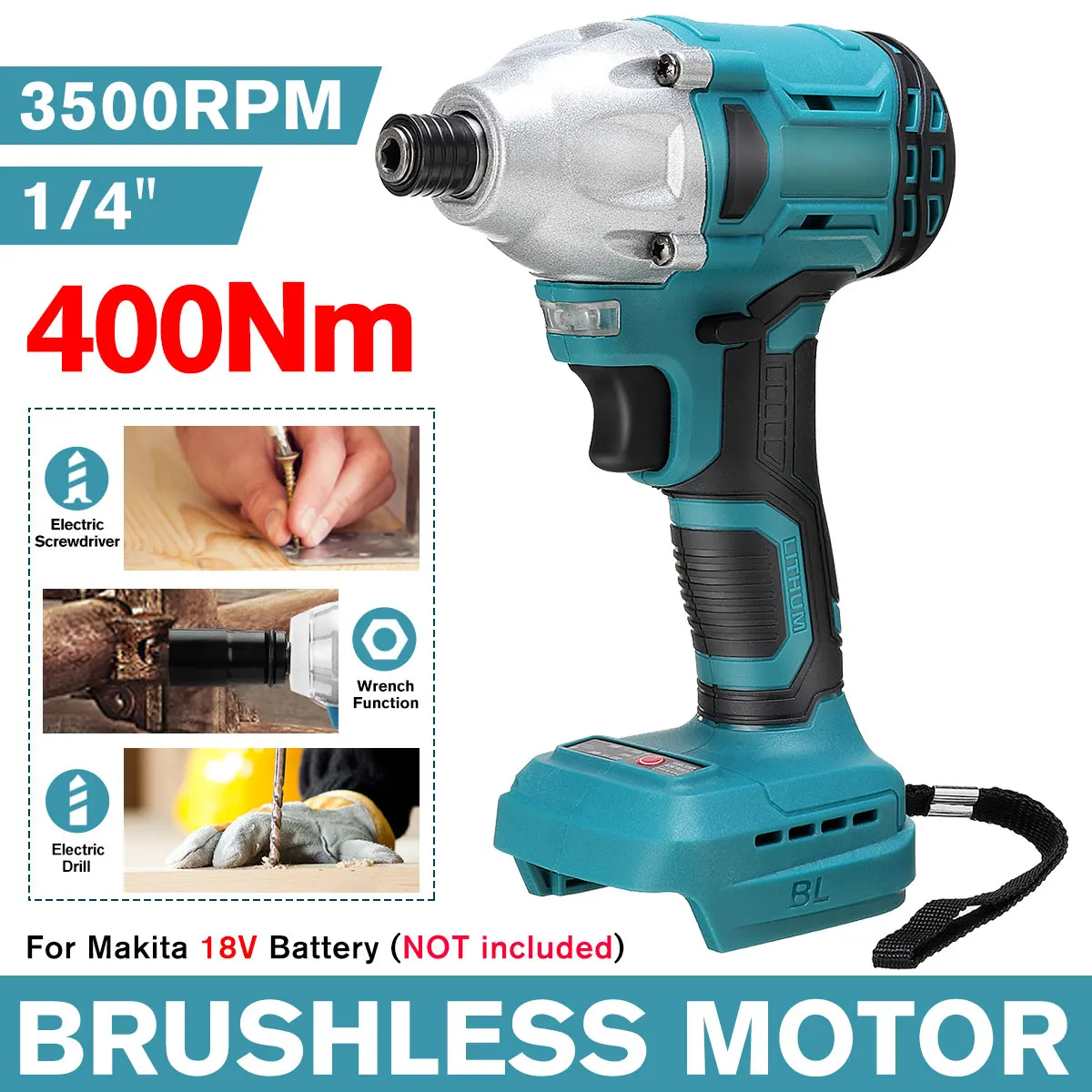 

Шуруповерт Drillpro Аккумуляторный ударный, 1/4 дюйма, 18 в
