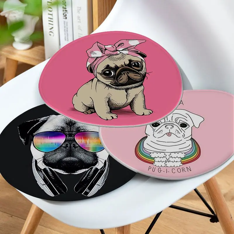 Cute French Bulldog Square Dining Chair Cushion Circular Decoration Seat For Office Desk Chair Mat Pad