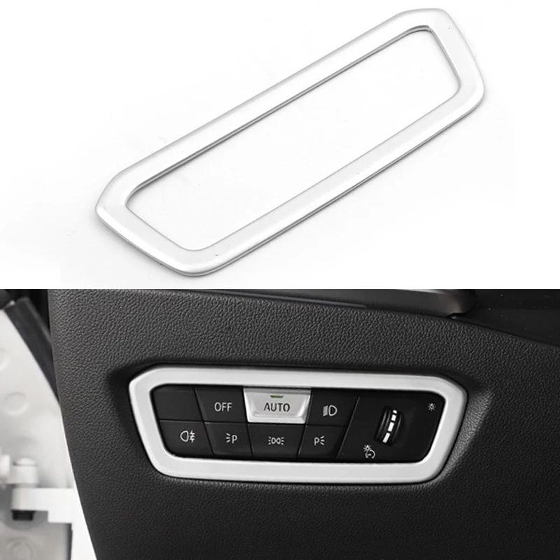 

For BMW G20 G28 325li Car Headlight Inner Switch Buttons Decorative Frame Trim Covers Interior Trim Auto Silver Accessoriess