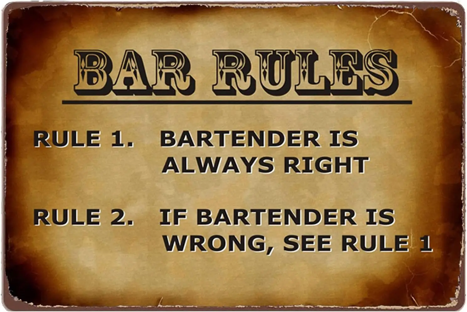 Mn Cve Tn Sgn Hngng Wll Decortve Funny Quotes Br Rules Metl Room Sgns (12x8 nch) By L TEGEE (BR RULES)