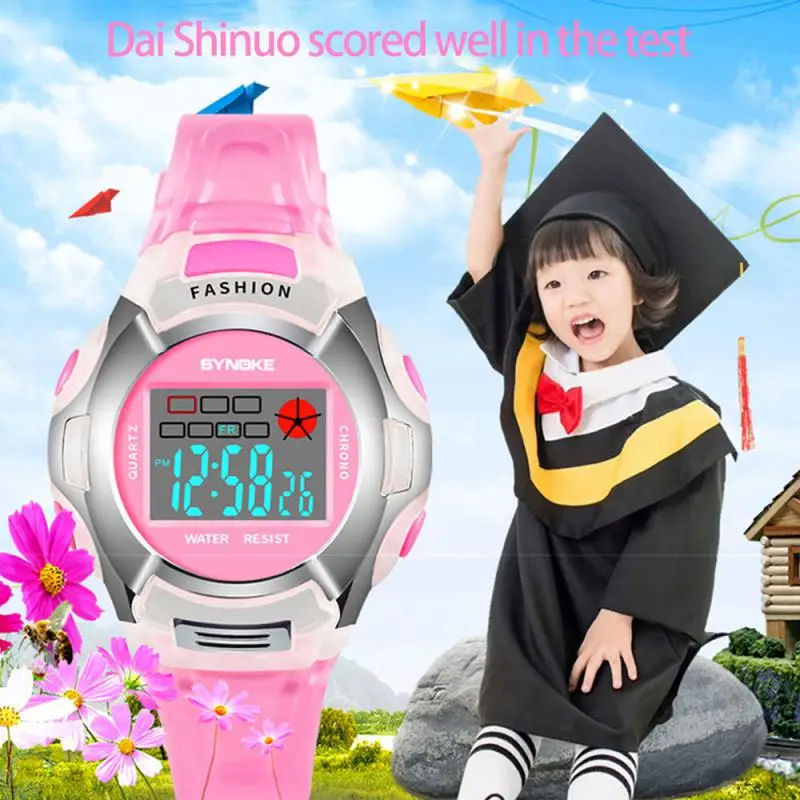 

Colorful Luminous Childrens Electronic Watches Clock Multi-functional Stopwatch Led Digital Electronic Watch Transparent Color