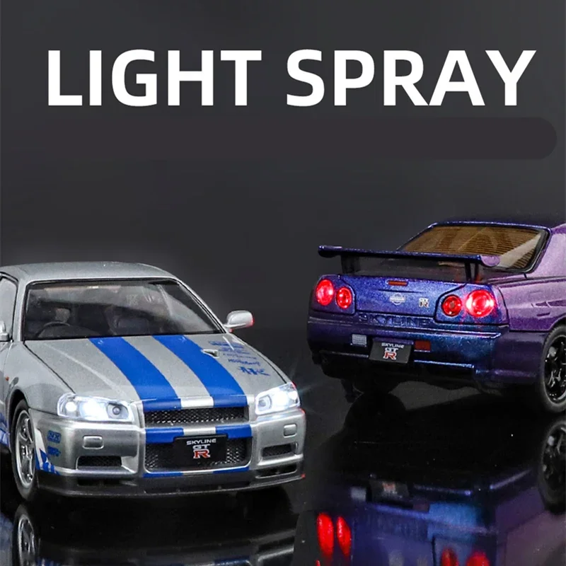 1:24 Nissan Skyline Ares GTR R34 модель спортивного автомобиля из сплава литье под давлением