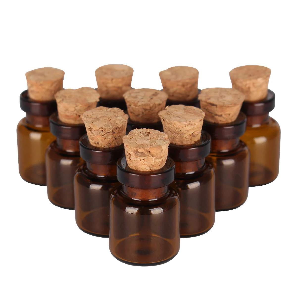 

50 шт., мини-бутылки из янтарного стекла, 0,5 мл