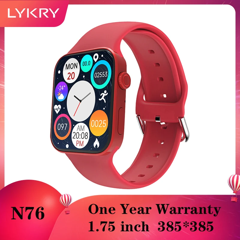 

LYKRY N76 Smartwatch 1.75 Inch Full Screen Wireless Charging Double Keystrokes BT Phone Watch Music Playing Pk HW22 W56