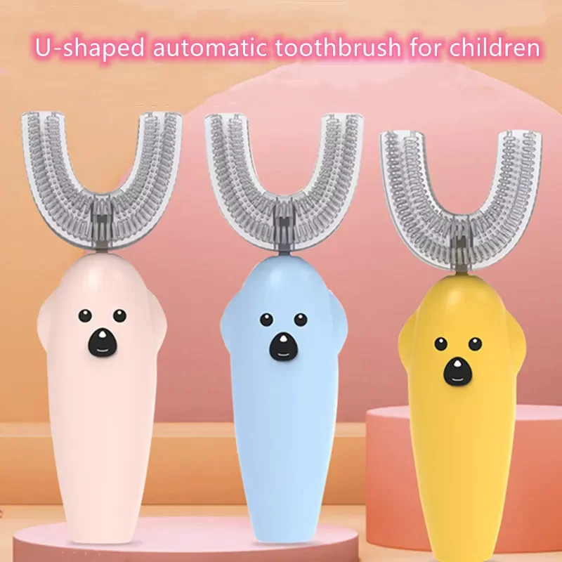 

Children's U-Shaped Electric Toothbrush in the Mouth Type Silicone Tooth Brace Battery style Ultrasonic cartoon Toothbrush